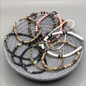 Bundle 10 stone mop puka & more beaded artisan anklet ankle bracelets anklets.